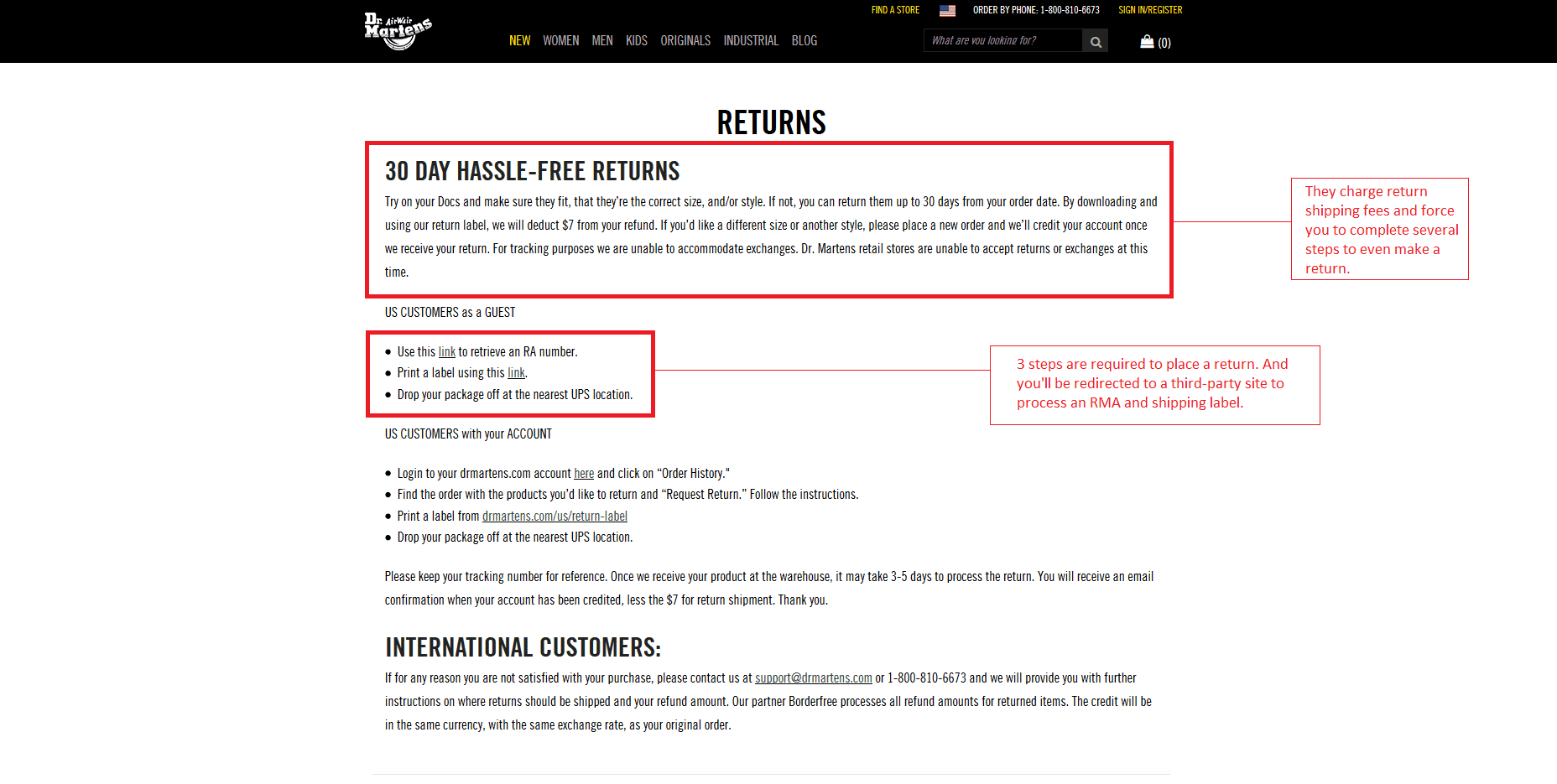 dr martens exchange policy